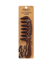 Red Premium Loc & Braid wooden brush and comb